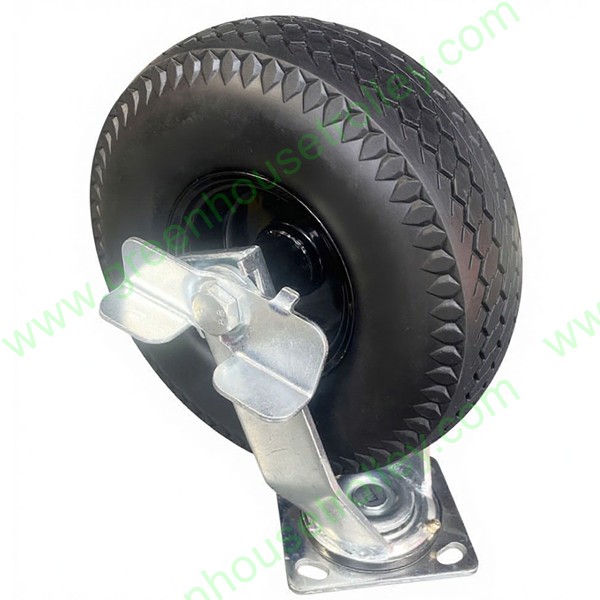 工业脚轮-10寸PU发泡轮带刹车